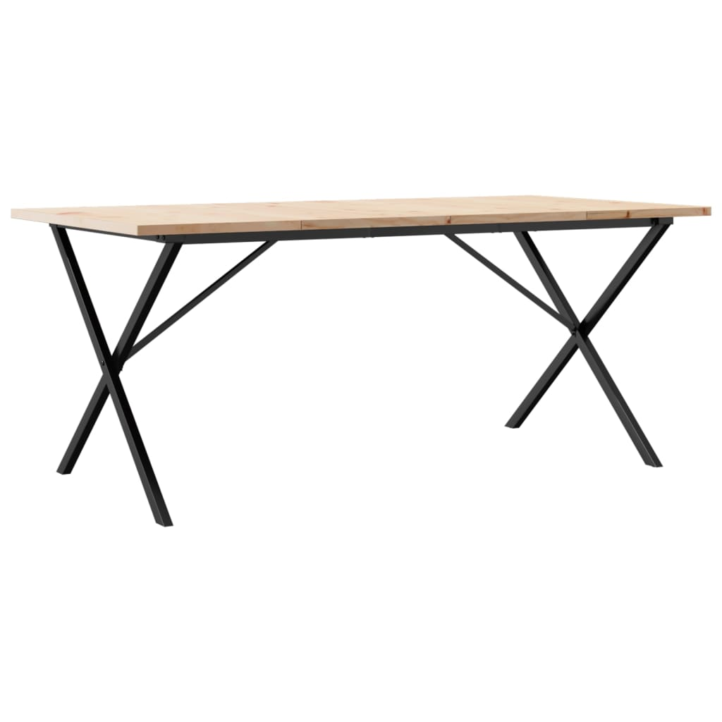 vidaXL 180x90cm Solid Pine Wood Dining Table with Cast Iron X-Frame - Rustic & Durable Kitchen Table - BEYRUN