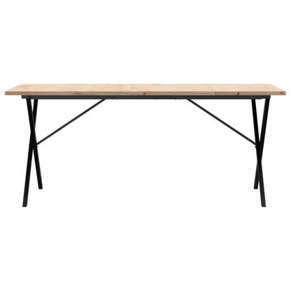 vidaXL 180x90cm Solid Pine Wood Dining Table with Cast Iron X-Frame - Rustic & Durable Kitchen Table - BEYRUN