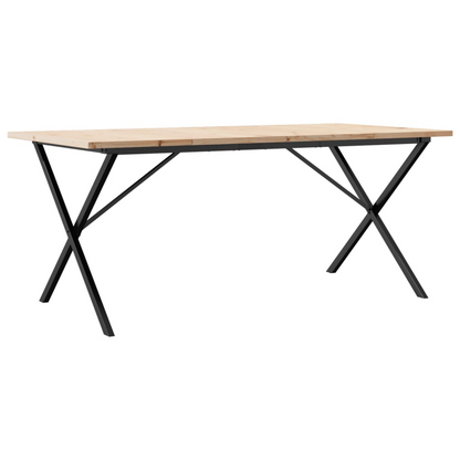 vidaXL 180x90cm Solid Pine Wood Dining Table with Cast Iron X-Frame - Rustic & Durable Kitchen Table - BEYRUN