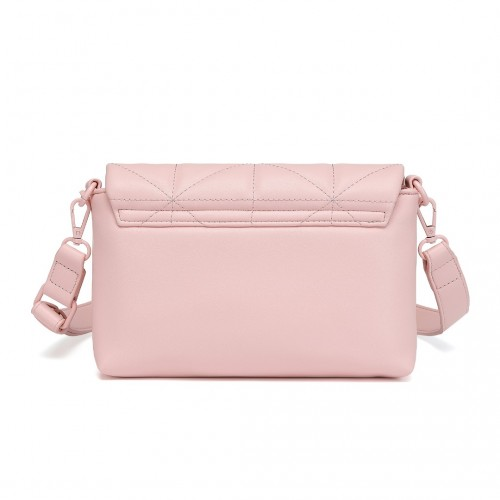 Miss Lulu Quilted Shoulder Bag - Elegant Pink Handbag with Chain Strap - BEYRUN