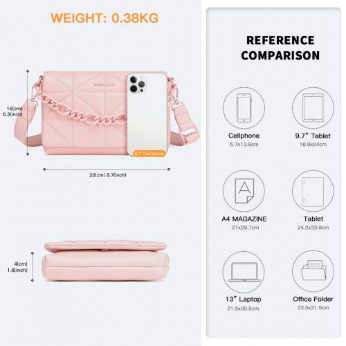 Miss Lulu Quilted Shoulder Bag - Elegant Pink Handbag with Chain Strap - BEYRUN