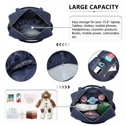 Kono Versatile Diaper Changing Tote Bag - Built-In Changing Mat, Thermal Insulation, Waterproof Design - Navy - BEYRUN