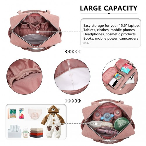 Kono Versatile Diaper Changing Tote Bag - Waterproof, Thermal Insulated, Large Capacity - Pink - BEYRUN