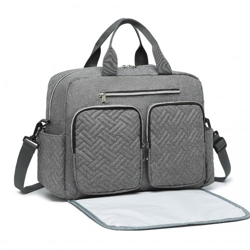 Kono Versatile Diaper Changing Tote Bag with Built-In Changing Mat, Thermal Insulation, Waterproof - Grey - BEYRUN