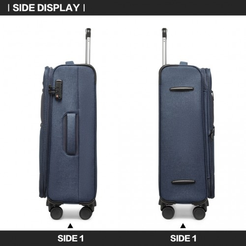 British Traveller 24 Inch Expandable Soft Shell Suitcase with TSA Lock - Lightweight & Durable - Navy - BEYRUN