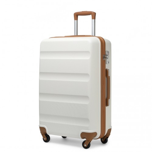 Kono 24 Inch Check-in Luggage - Streamlined ABS Hardshell Suitcase with TSA Lock - Cream - BEYRUN