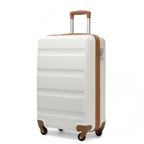 Kono 19 Inch Cabin Size Carry On Suitcase - Lightweight ABS Hardshell with TSA Lock - Cream - BEYRUN