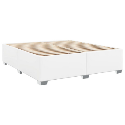 vidaXL Box Spring Bed with Mattress – White Faux Leather 200x200 cm - BEYRUN