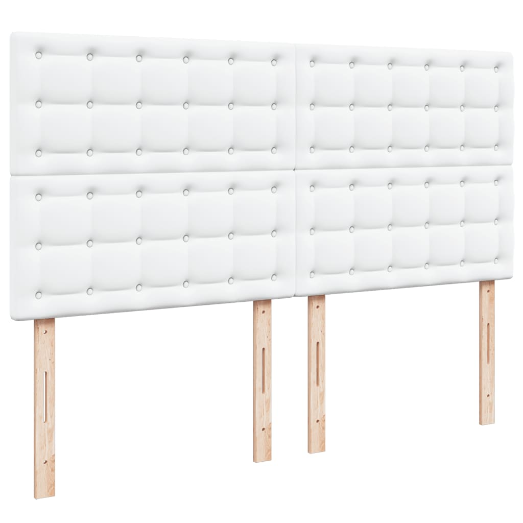 vidaXL Box Spring Bed with Mattress – White Faux Leather 200x200 cm - BEYRUN