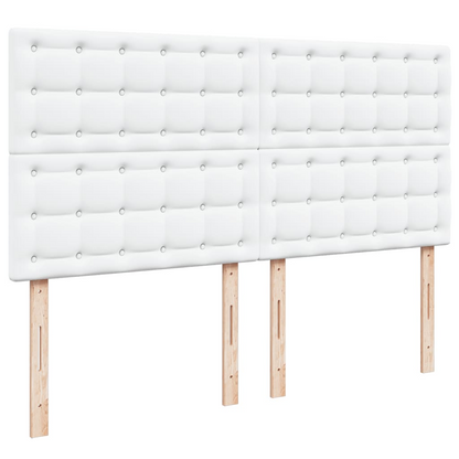 vidaXL Box Spring Bed with Mattress – White Faux Leather 200x200 cm - BEYRUN