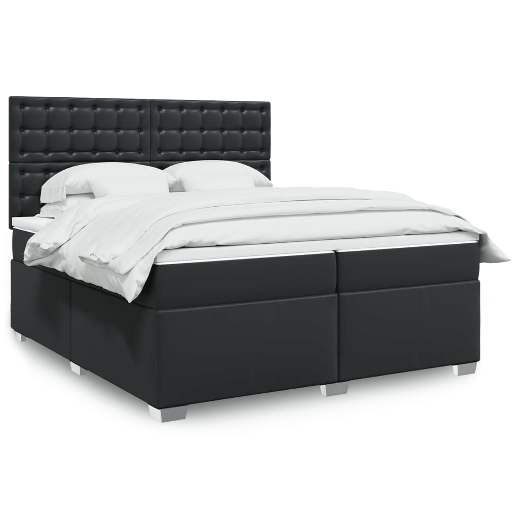 vidaXL Box Spring Bed with Mattress Black 200x200 cm Faux Leather | Elegant & Comfortable Sleeping Solution - BEYRUN