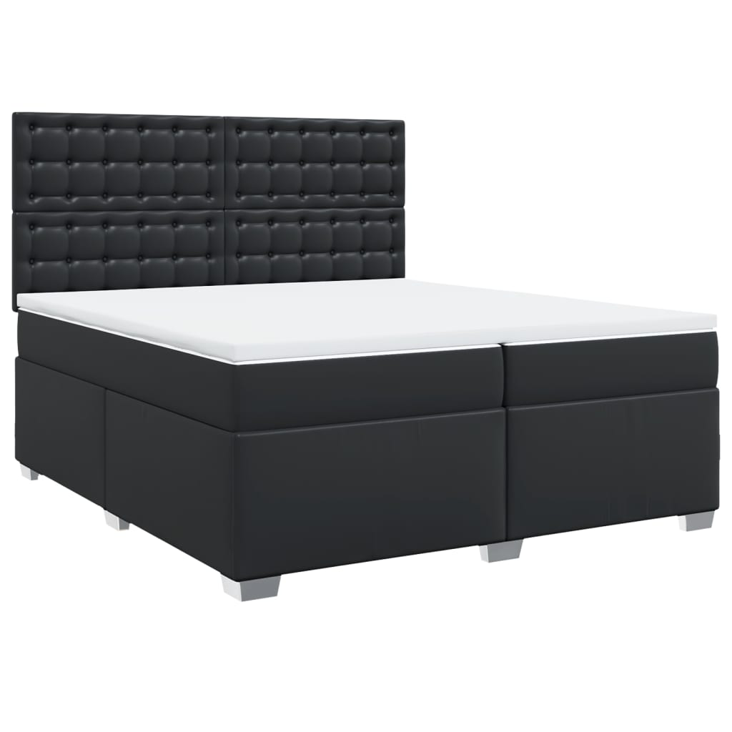 vidaXL Box Spring Bed with Mattress Black 200x200 cm Faux Leather | Elegant & Comfortable Sleeping Solution - BEYRUN