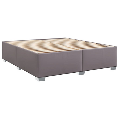 vidaXL Box Spring Bed with Mattress - Grey Faux Leather, 200x200 cm - BEYRUN