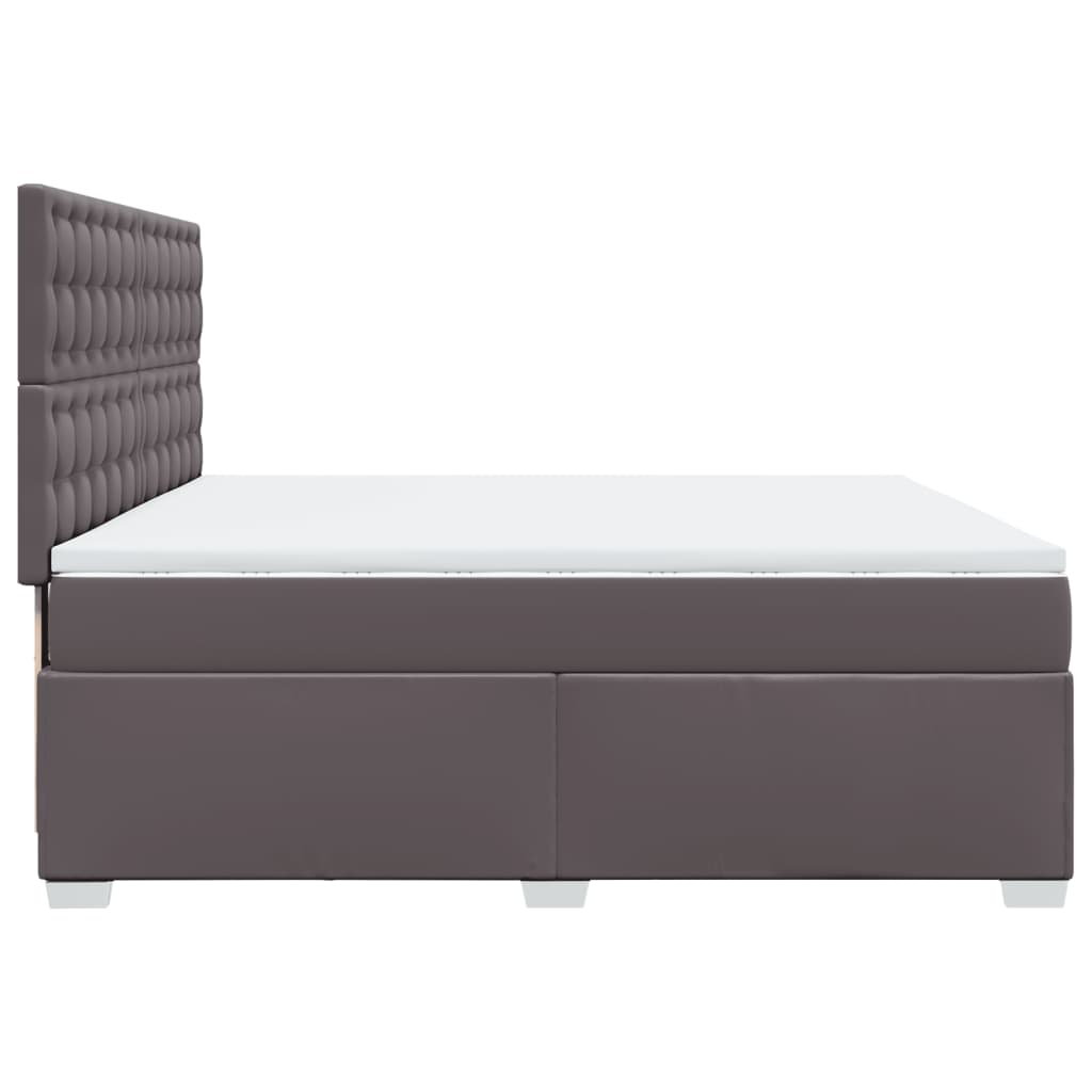 vidaXL Box Spring Bed with Mattress - Grey Faux Leather, 200x200 cm - BEYRUN