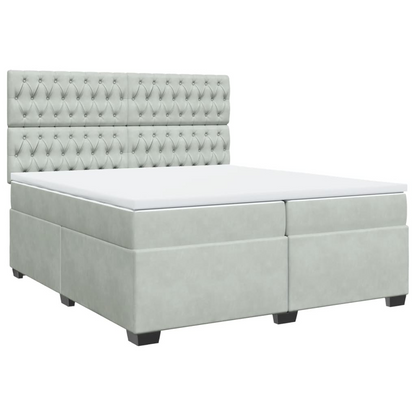 vidaXL Box Spring Bed with Mattress, Light Grey Velvet, 200x200 cm - Ultimate Comfort & Style - BEYRUN