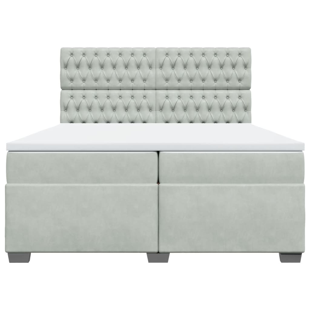 vidaXL Box Spring Bed with Mattress, Light Grey Velvet, 200x200 cm - Ultimate Comfort & Style - BEYRUN