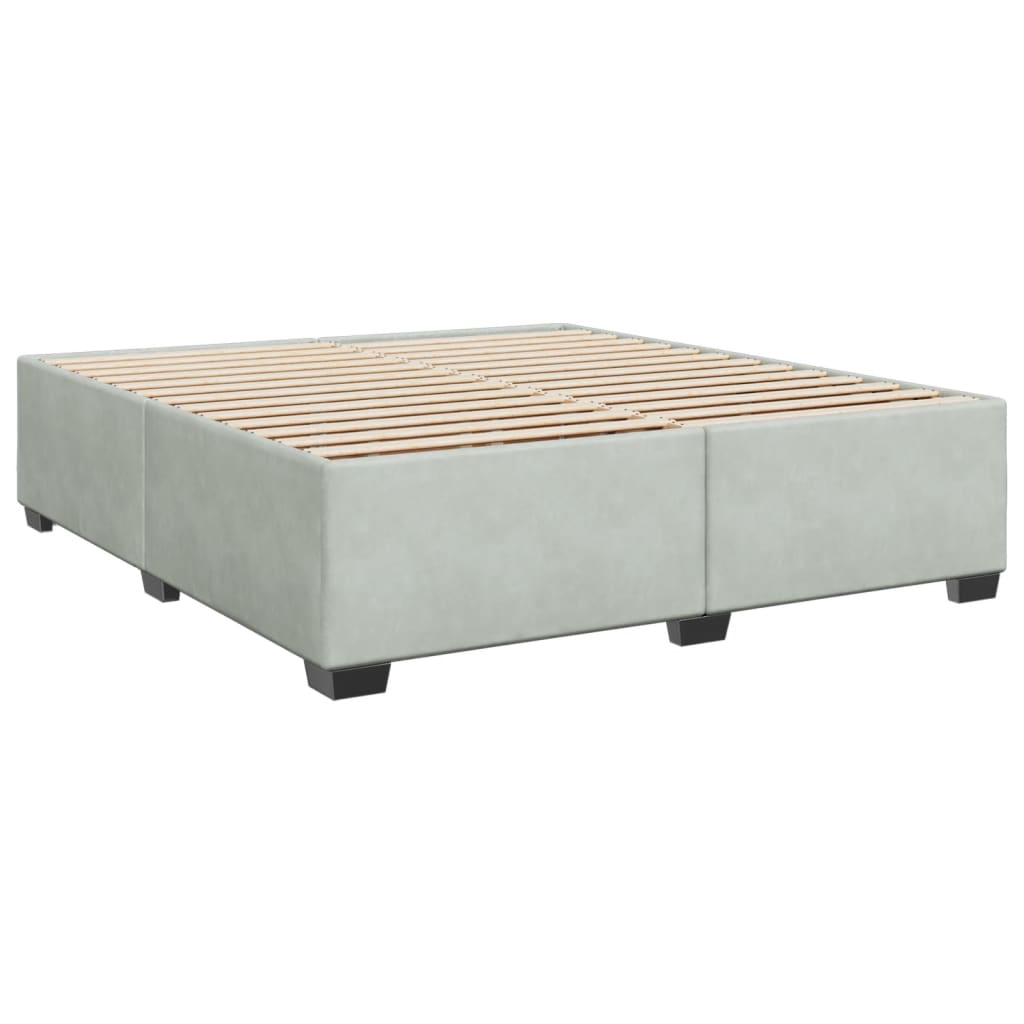 vidaXL Box Spring Bed with Mattress, Light Grey Velvet, 200x200 cm - Ultimate Comfort & Style - BEYRUN