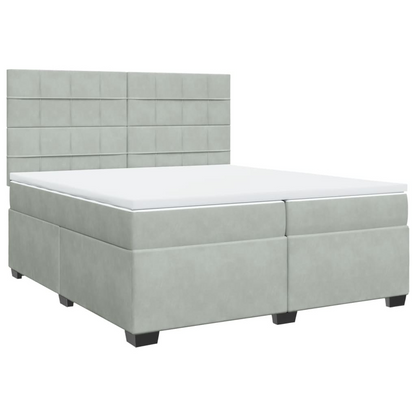 vidaXL Box Spring Bed with Mattress, Light Grey Velvet, 200x200 cm - Ultimate Comfort and Style - BEYRUN