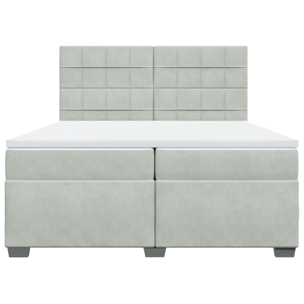 vidaXL Box Spring Bed with Mattress, Light Grey Velvet, 200x200 cm - Ultimate Comfort and Style - BEYRUN