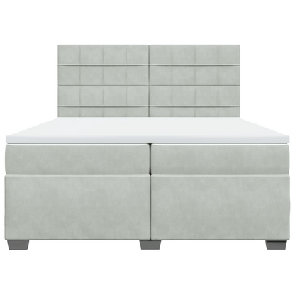 vidaXL Box Spring Bed with Mattress, Light Grey Velvet, 200x200 cm - Ultimate Comfort and Style - BEYRUN