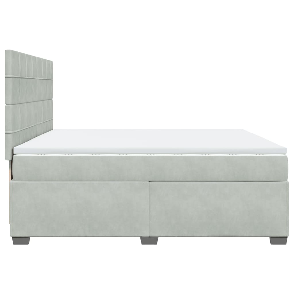 vidaXL Box Spring Bed with Mattress, Light Grey Velvet, 200x200 cm - Ultimate Comfort and Style - BEYRUN