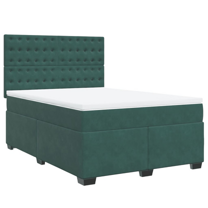 vidaXL Box Spring Bed with Mattress in Dark Green Velvet (140x190 cm) – Luxurious Comfort & Style - BEYRUN