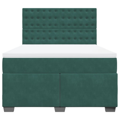 vidaXL Box Spring Bed with Mattress in Dark Green Velvet (140x190 cm) – Luxurious Comfort & Style - BEYRUN