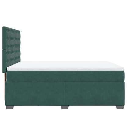 vidaXL Box Spring Bed with Mattress in Dark Green Velvet (140x190 cm) – Luxurious Comfort & Style - BEYRUN