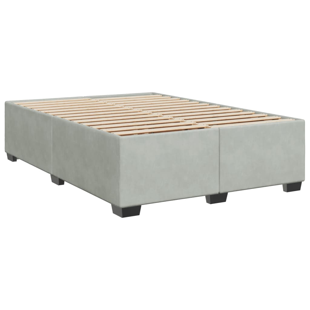 vidaXL Box Spring Bed with Mattress Light Grey Velvet, 140x190 cm - Luxurious Comfort & Style - BEYRUN