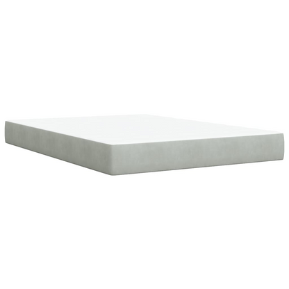 vidaXL Box Spring Bed with Mattress Light Grey Velvet, 140x190 cm - Luxurious Comfort & Style - BEYRUN