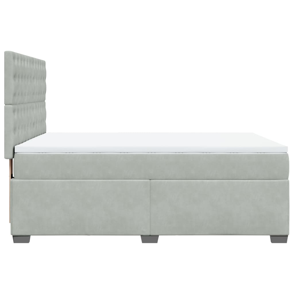 vidaXL Box Spring Bed with Mattress Light Grey Velvet, 140x190 cm - Luxurious Comfort & Style - BEYRUN