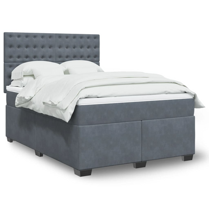 vidaXL Box Spring Bed with Mattress - Dark Grey Velvet, 140x190 cm | Ultimate Comfort & Style - BEYRUN