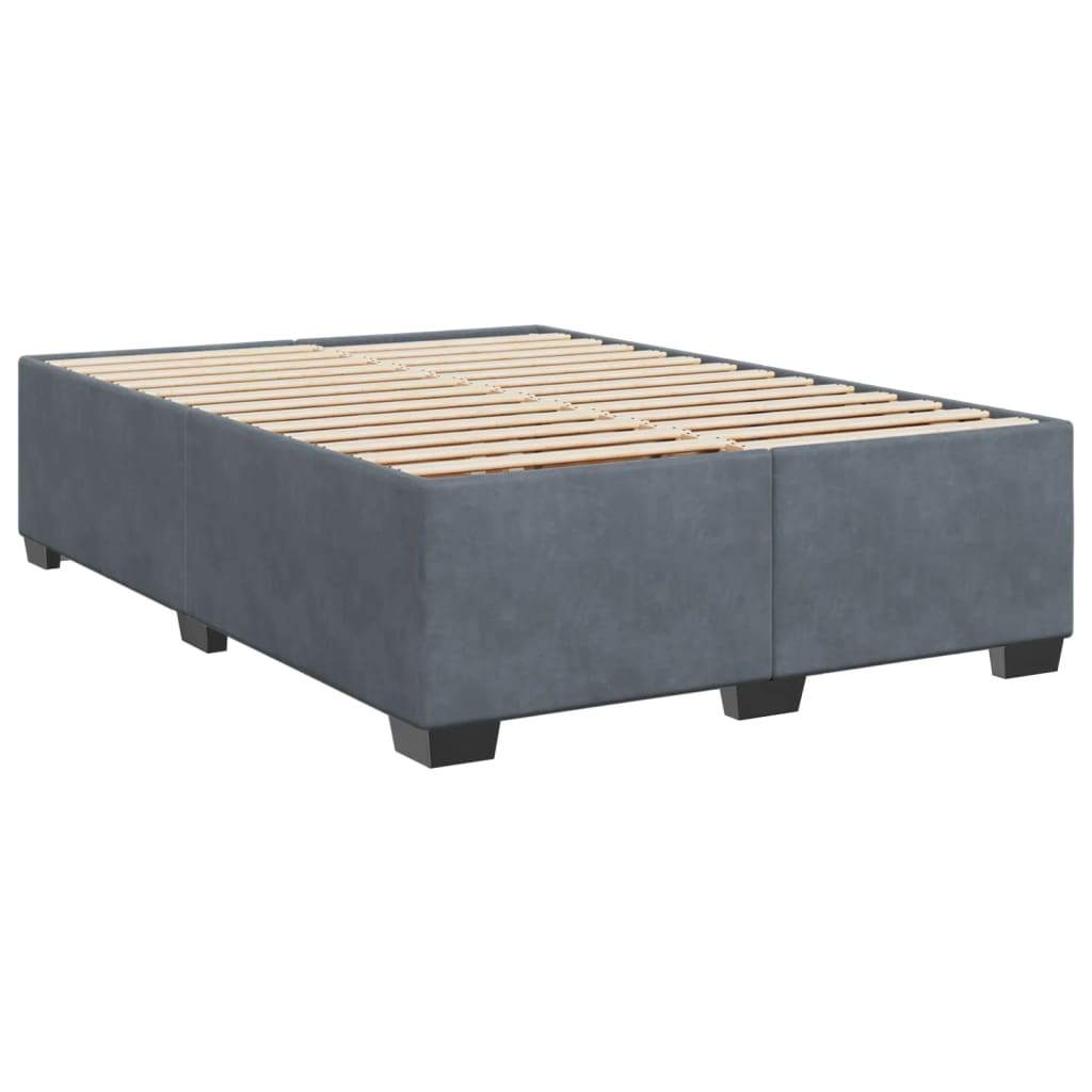 vidaXL Box Spring Bed with Mattress - Dark Grey Velvet, 140x190 cm | Ultimate Comfort & Style - BEYRUN