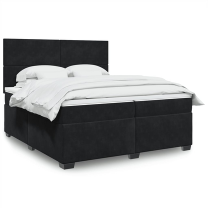 vidaXL Box Spring Bed with Mattress - Elegant Black Velvet, 200x200 cm - Ultimate Comfort and Support - BEYRUN