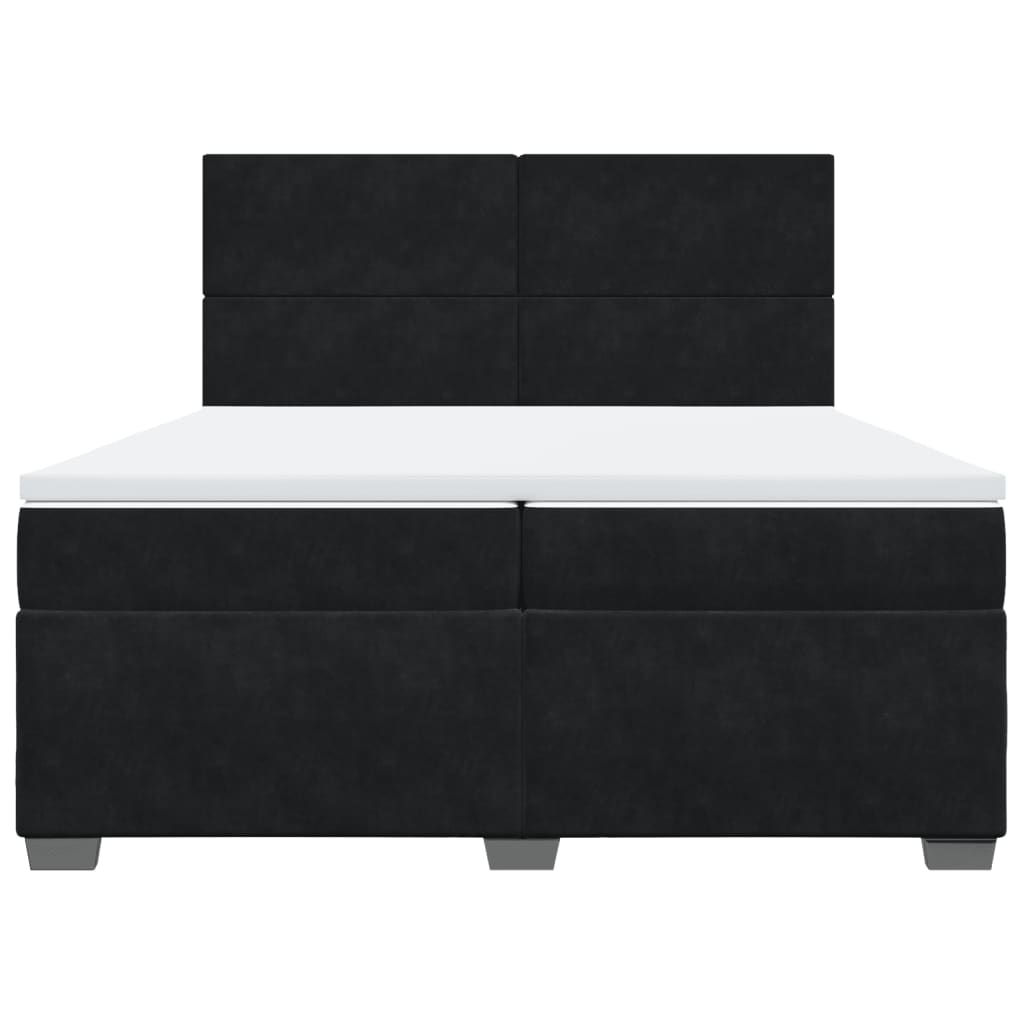 vidaXL Box Spring Bed with Mattress - Elegant Black Velvet, 200x200 cm - Ultimate Comfort and Support - BEYRUN