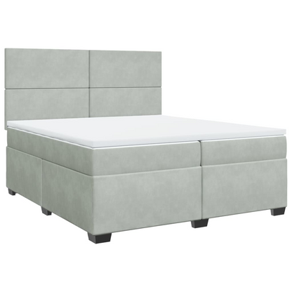 vidaXL Box Spring Bed with Mattress - Light Grey Velvet 200x200 cm - BEYRUN