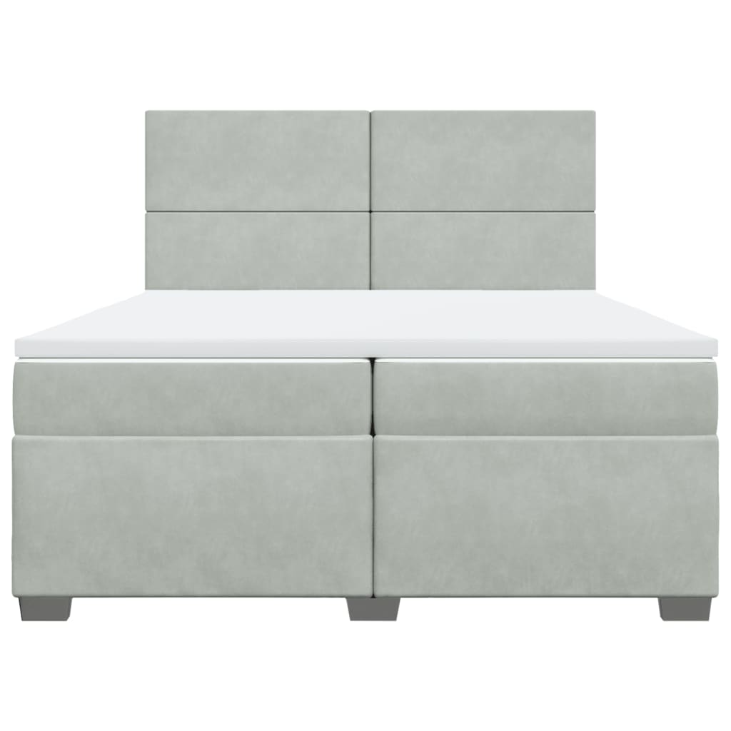 vidaXL Box Spring Bed with Mattress - Light Grey Velvet 200x200 cm - BEYRUN