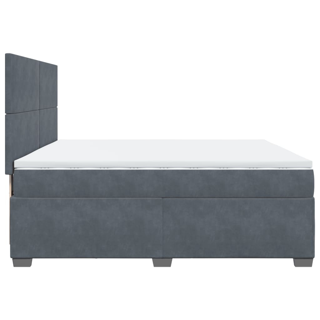 vidaXL Box Spring Bed with Mattress – Dark Grey Velvet, 200x200 cm, Luxurious Comfort - BEYRUN