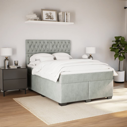 vidaXL Box Spring Bed with Mattress Light Grey 140x190 cm Velvet - Ultimate Comfort & Luxury - BEYRUN