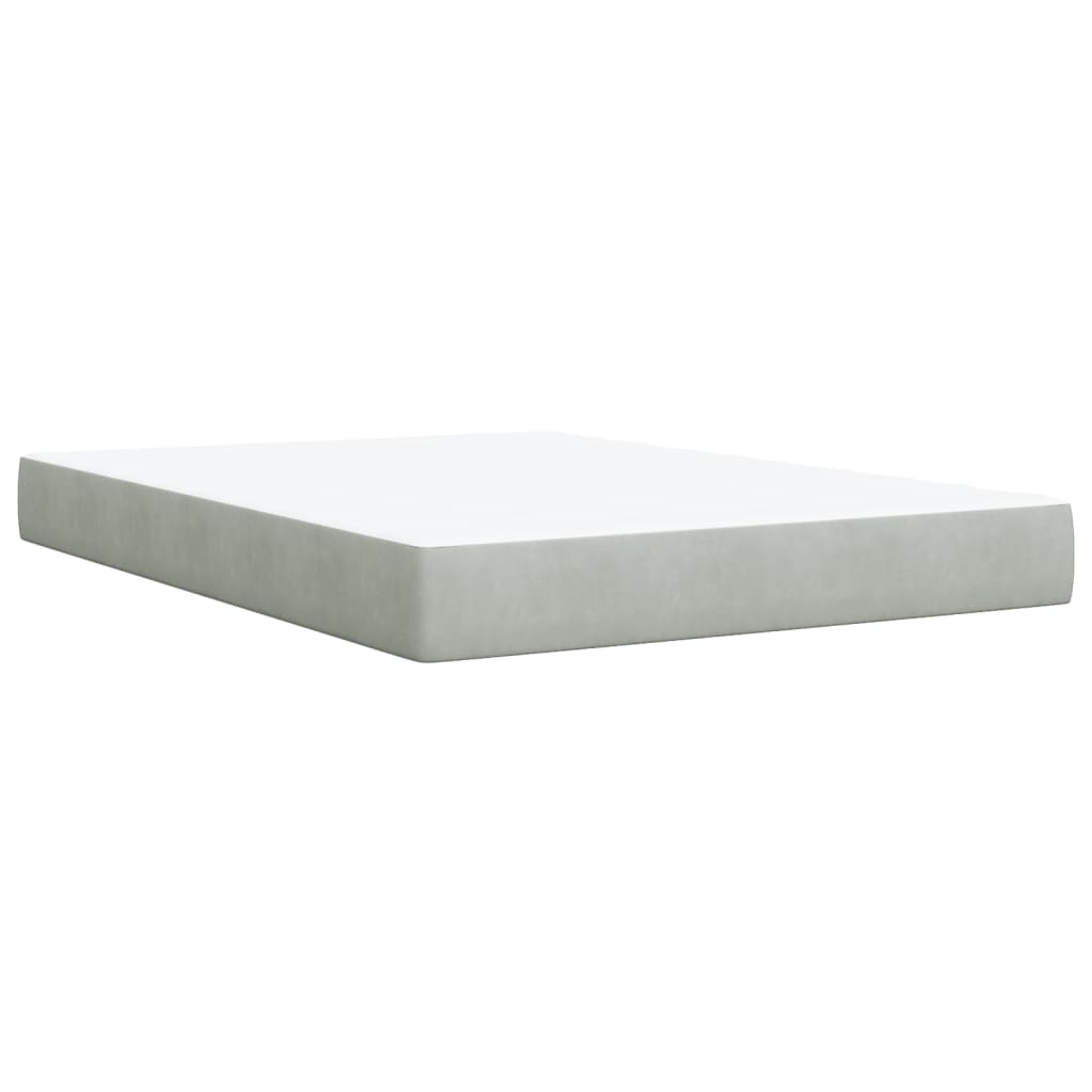 vidaXL Box Spring Bed with Mattress Light Grey 140x190 cm Velvet - Ultimate Comfort & Luxury - BEYRUN