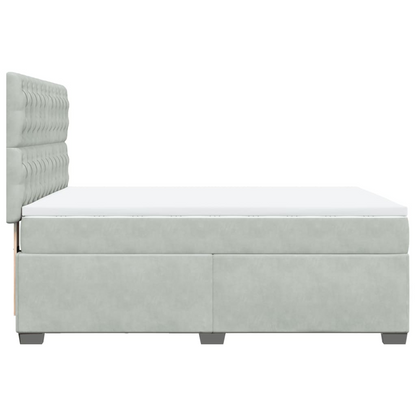 vidaXL Box Spring Bed with Mattress Light Grey 140x190 cm Velvet - Ultimate Comfort & Luxury - BEYRUN