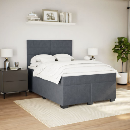 vidaXL Box Spring Bed with Mattress Dark Grey 140x190 cm Velvet - Ultimate Comfort & Style - BEYRUN