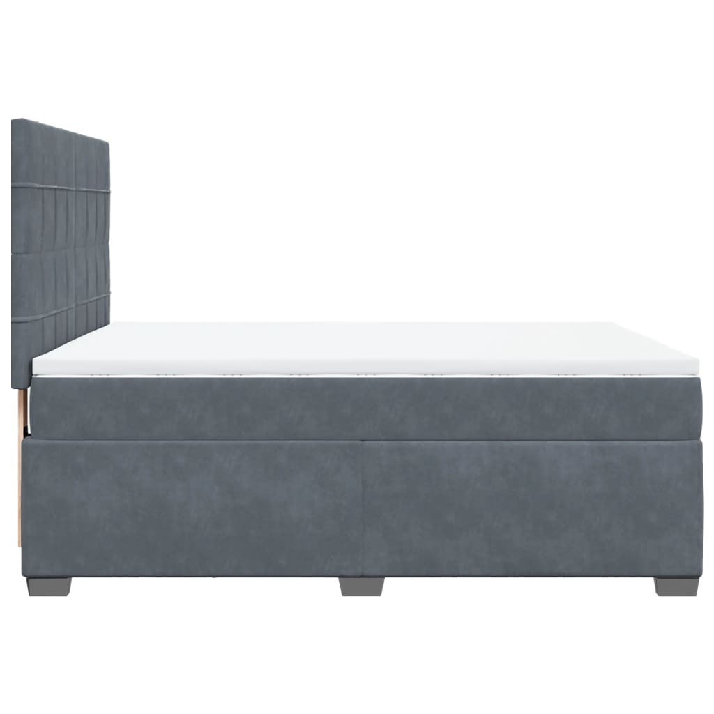 vidaXL Box Spring Bed with Mattress Dark Grey 140x190 cm Velvet - Ultimate Comfort & Style - BEYRUN