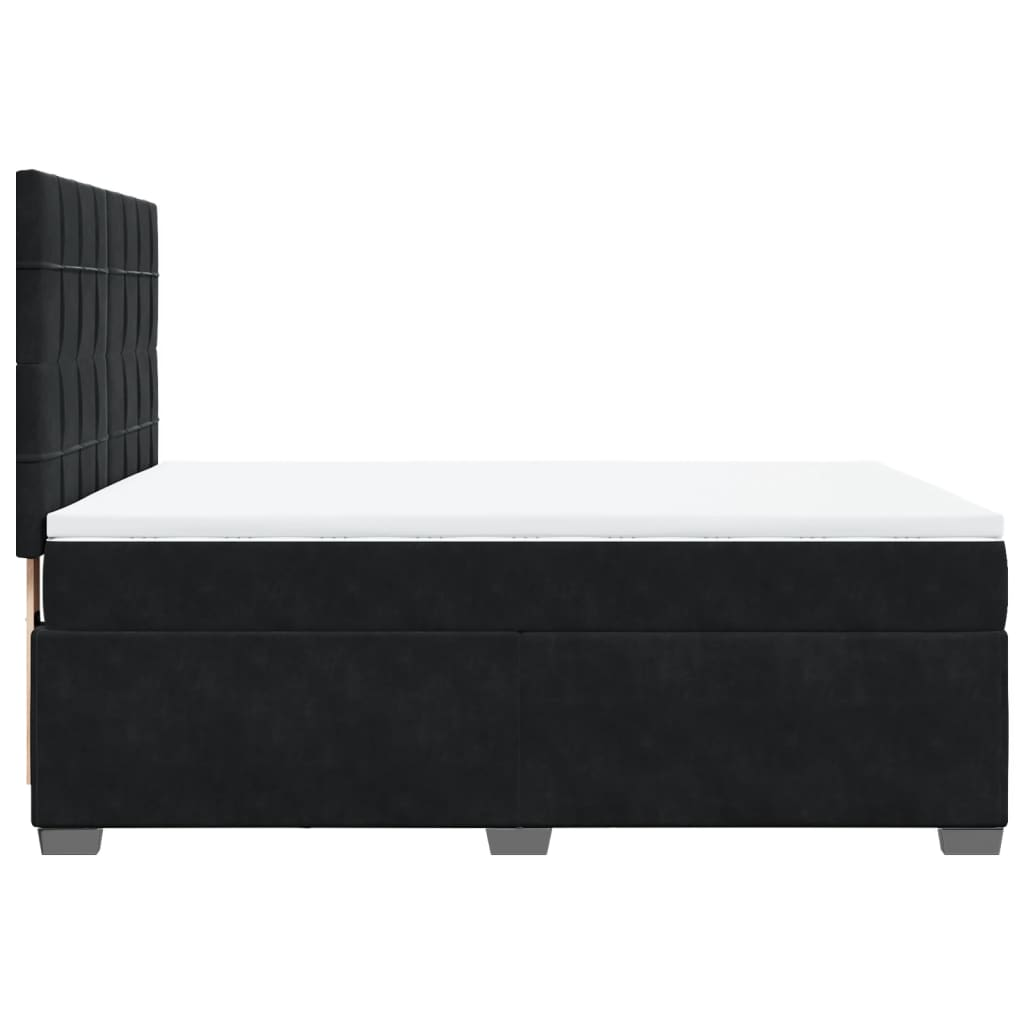 vidaXL Luxurious Box Spring Bed with Mattress and Topper, Black Velvet, 140x190 cm - BEYRUN