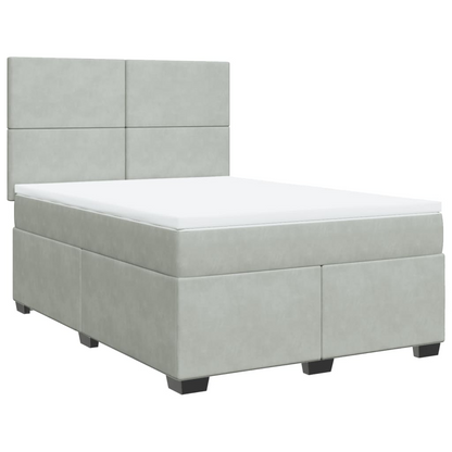 vidaXL Box Spring Bed with Mattress Light Grey 140x190 cm Velvet - Luxurious Comfort and Style - BEYRUN