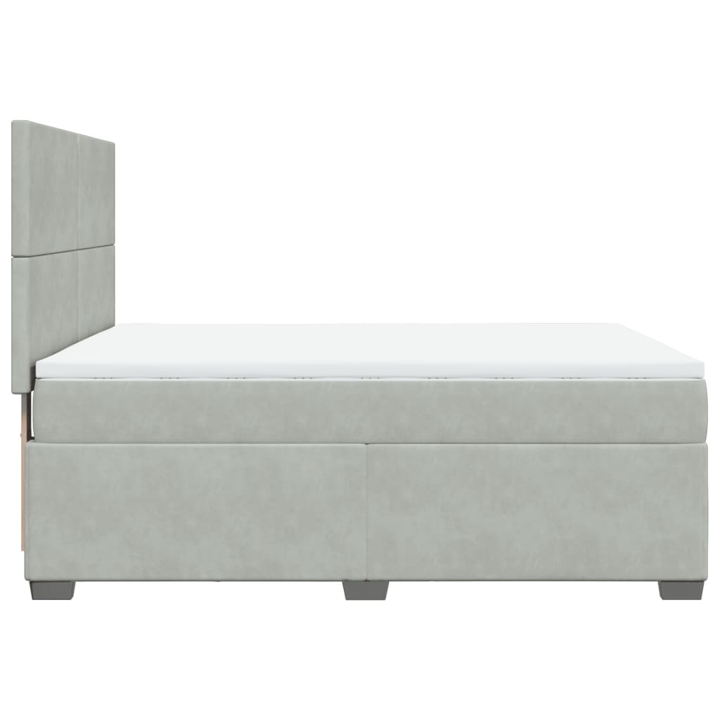 vidaXL Box Spring Bed with Mattress Light Grey 140x190 cm Velvet - Luxurious Comfort and Style - BEYRUN