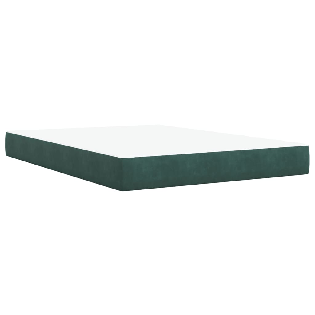 vidaXL Velvet Box Spring Bed with Mattress - Dark Green, 140x190 cm - BEYRUN