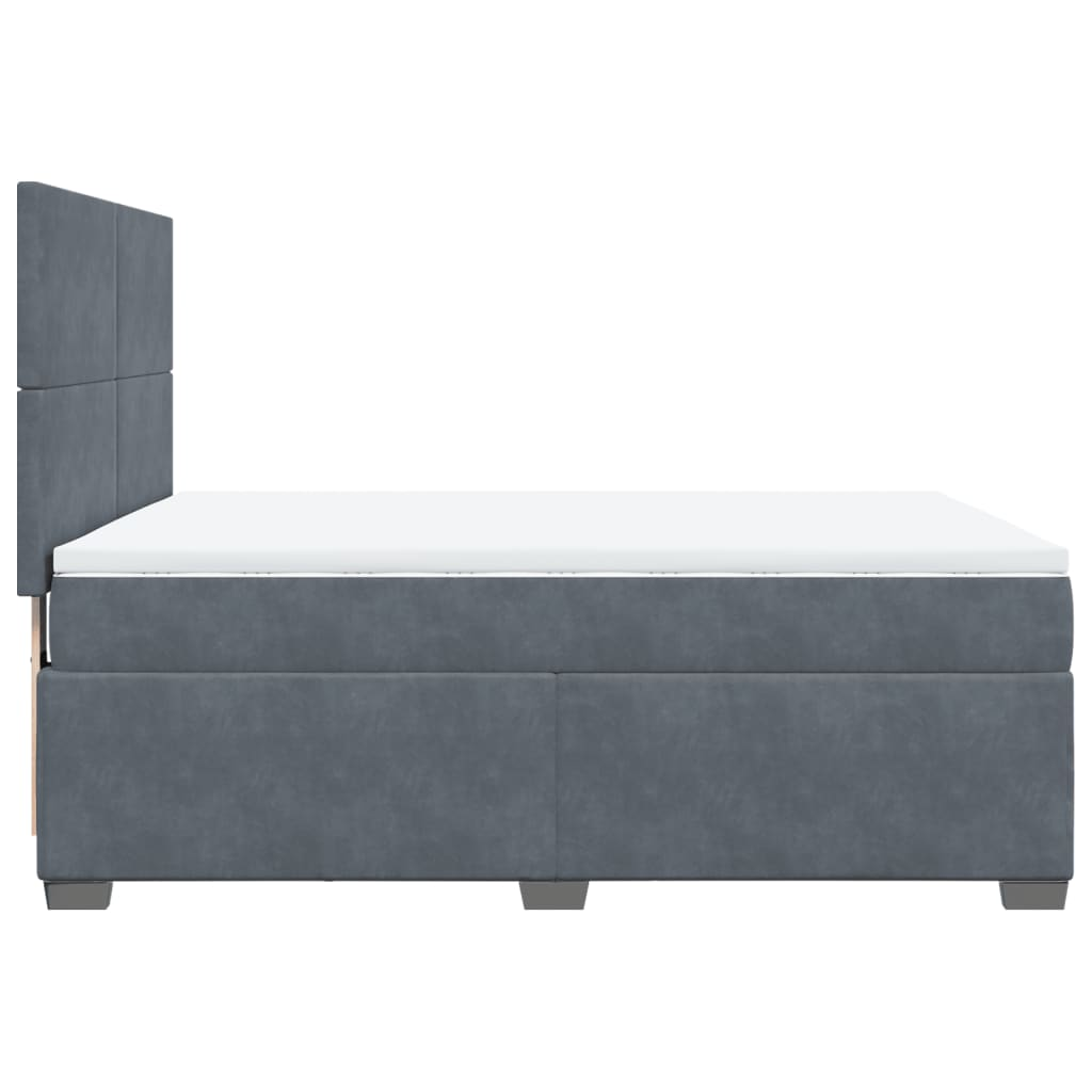 vidaXL Box Spring Bed with Mattress - Dark Grey Velvet, 140x190 cm - BEYRUN