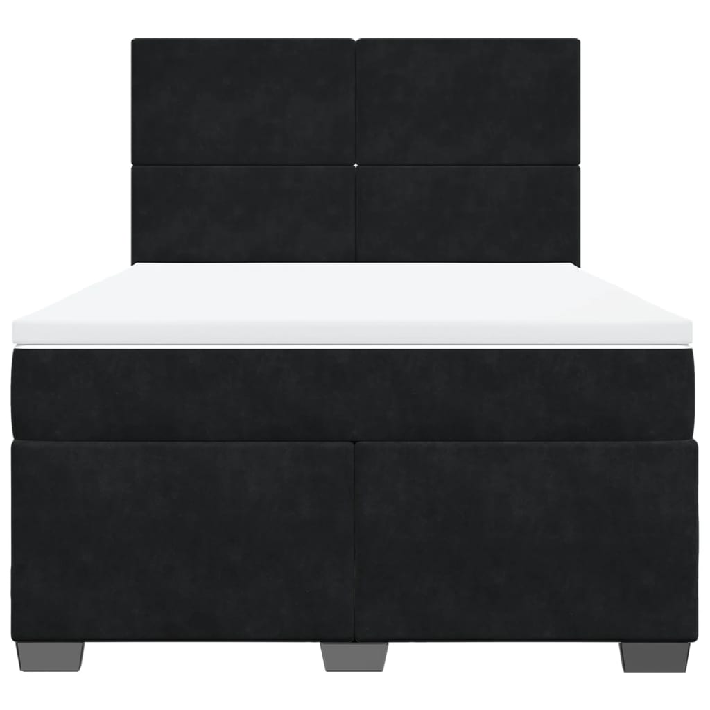 vidaXL Box Spring Bed with Mattress - Black 140x190 cm Velvet | Ultimate Comfort & Support - BEYRUN