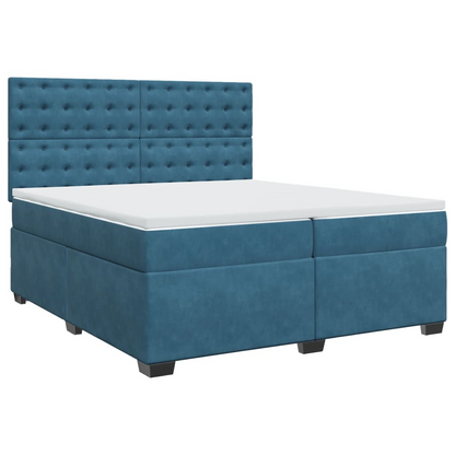 vidaXL Box Spring Bed with Mattress Blue 200x200 cm Velvet - Luxurious Comfort and Style - BEYRUN